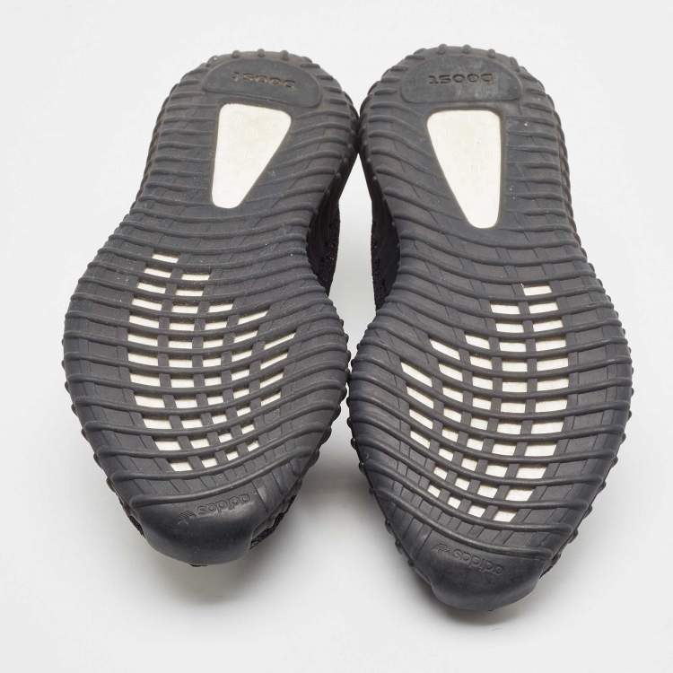 Pre Owned Yeezy x Adidas Black Knit Fabric Boost 350 V2 Core Black White Sneakers Size 44 2/3