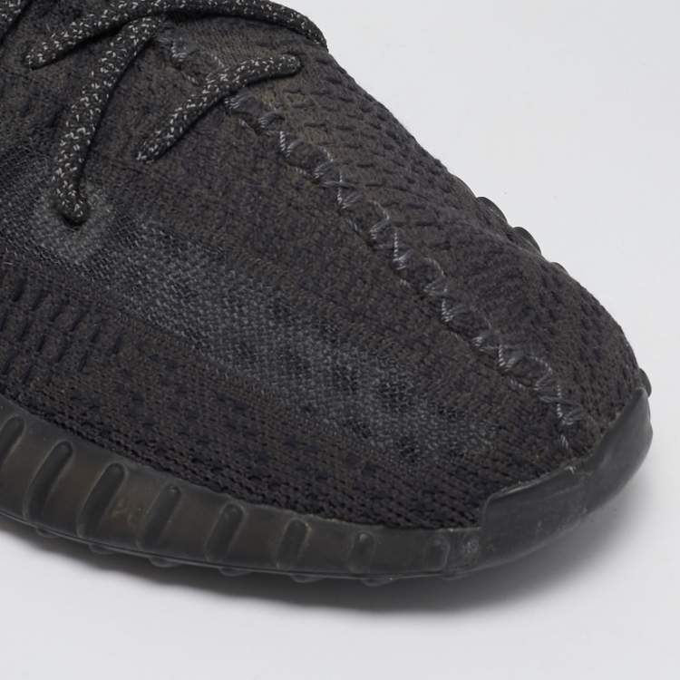 Pre Owned Yeezy x Adidas Black Knit Fabric Boost 350 V2 Static Black Non-Reflective Sneakers Size 44