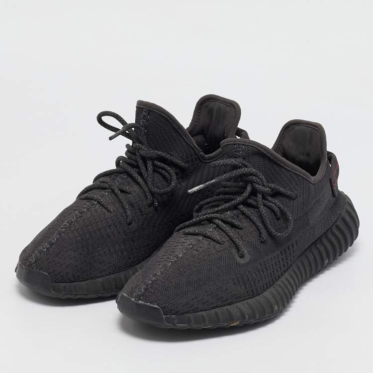 Yeezy x Adidas Black Knit Fabric Boost 350 V2 Static Black Non Reflective Sneakers Size 44