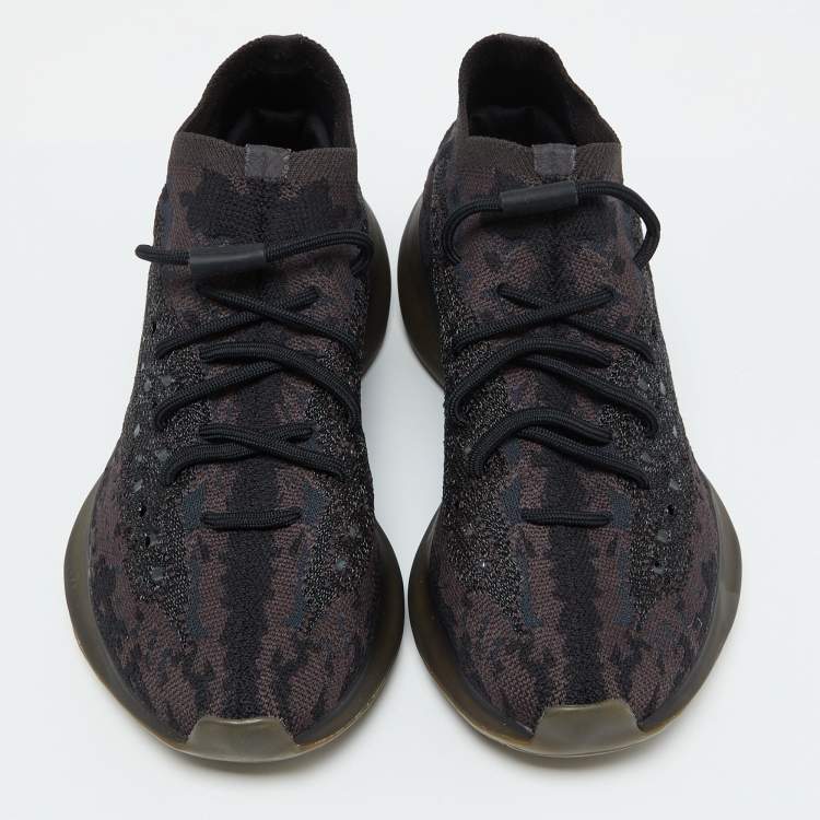 Pre Owned Yeezy x Adidas Black/Brown Knit Fabric Boost 380 Onyx Sneakers Size 41 1/3