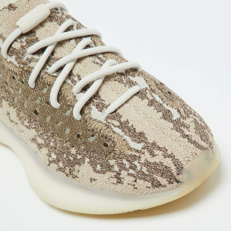 Pre Owned Yeezy x Adidas Beige/Brown Knit Fabric Boost 380 Pyrite Sneakers Size 41 1/3