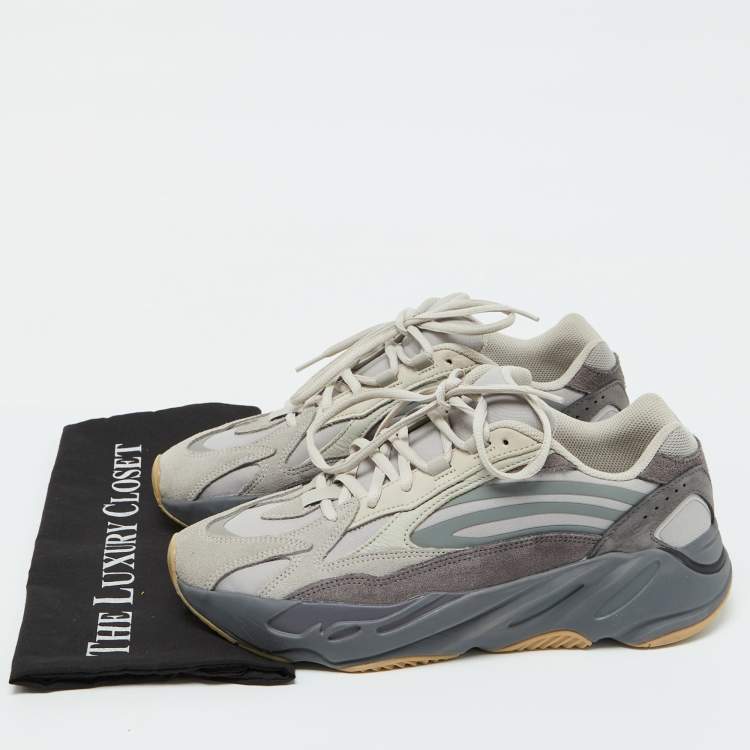 Pre Owned Yeezy x Adidas Grey Suede and Fabric Boost 700 Tephra Sneakers Size 44