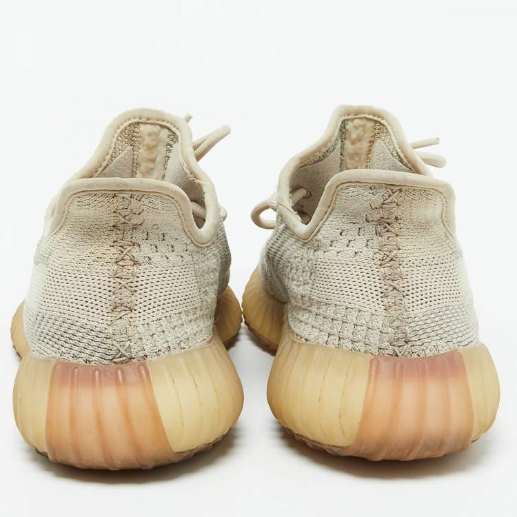 Pre Owned Yeezy x Adidas Cream/Grey Knit Fabric Boost 350 V2 Citrin Sneakers Size 40