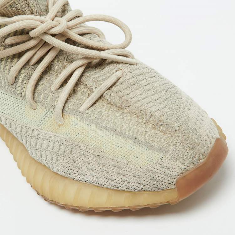 Pre Owned Yeezy x Adidas Cream/Grey Knit Fabric Boost 350 V2 Citrin Sneakers Size 40