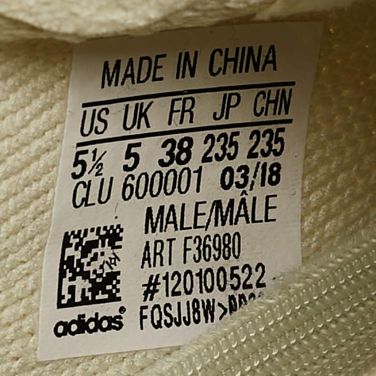 مملوكة مسبقًا Yeezy x Adidas Light Yellow Knit Fabric Boost 350 V2 Butter Sneakers Size 38