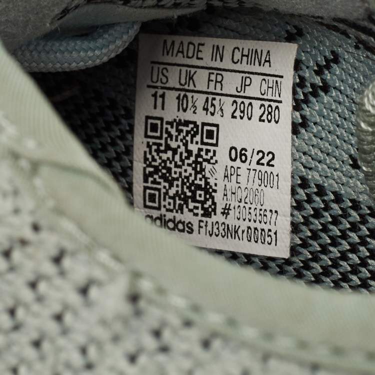 Pre Owned Yeezy x Adidas Grey Knit Fabric Boost 350 V2 Salt Lace Up Sneakers Size 45 1/3