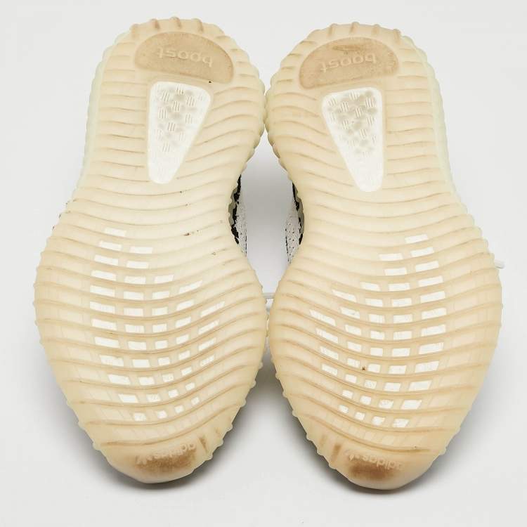 Pre Owned Yeezy x Adidas White/Black Knit Fabric Boost 350 V2 Zebra Sneakers Size 37 1/3