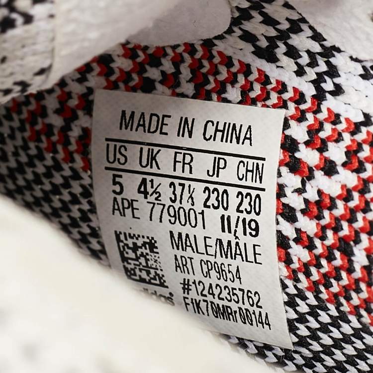 Pre Owned Yeezy x Adidas White/Black Knit Fabric Boost 350 V2 Zebra Sneakers Size 37 1/3