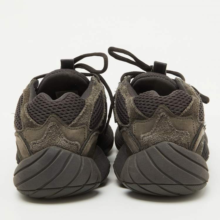 Pre Owned Yeezy x Adidas Grey Suede and Mesh Boost 500 Utility Black Sneakers Size 39 1/3