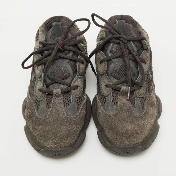 Pre Owned Yeezy x Adidas Grey Suede and Mesh Boost 500 Utility Black Sneakers Size 39 1/3