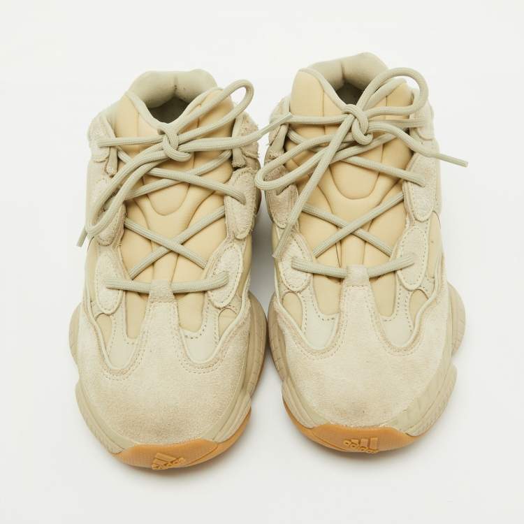Pre Owned Yeezy x Adidas Cream Suede and Mesh Boost 500 Utility Stone Sneakers Size 40