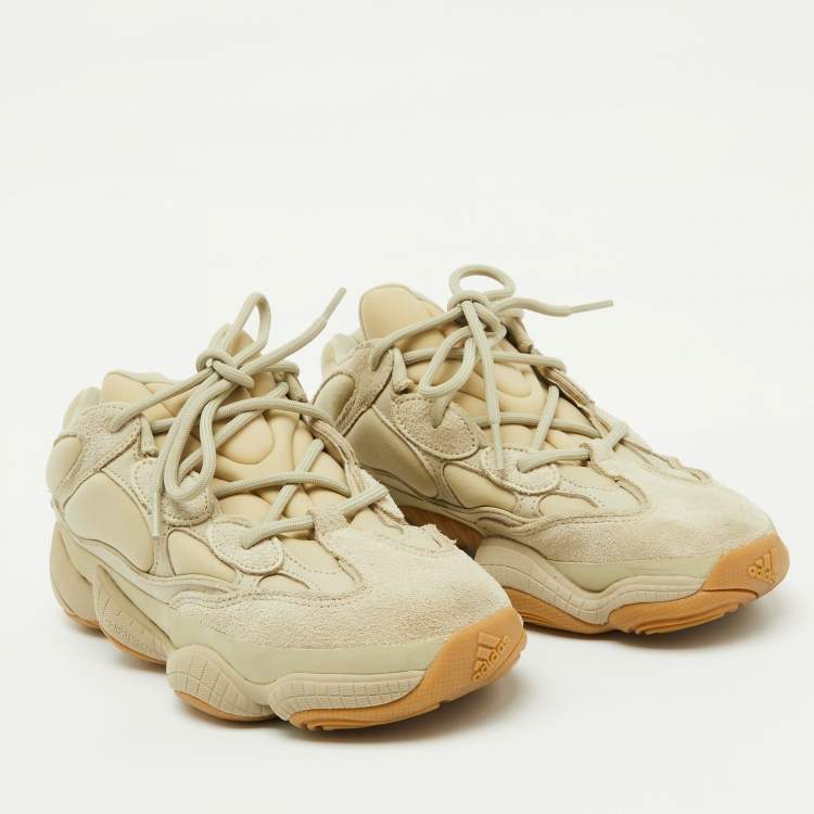 Pre Owned Yeezy x Adidas Cream Suede and Mesh Boost 500 Utility Stone Sneakers Size 40
