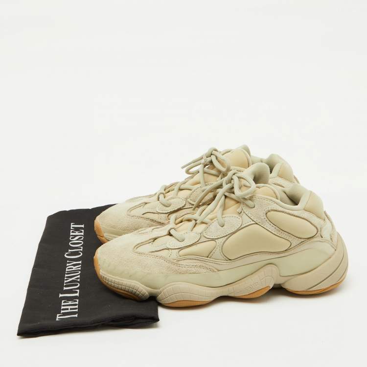 Pre Owned Yeezy x Adidas Cream Suede and Mesh Boost 500 Utility Stone Sneakers Size 40
