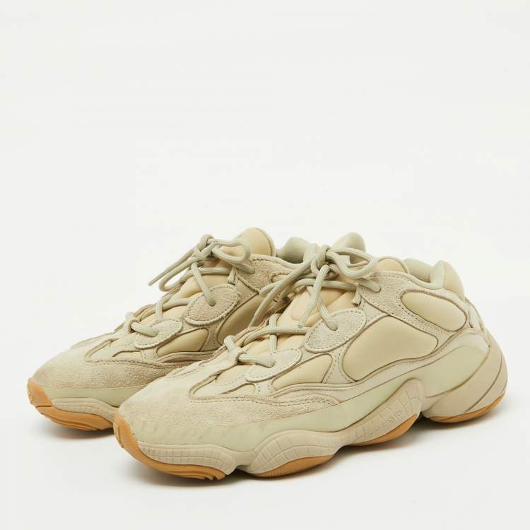 Pre Owned Yeezy x Adidas Cream Suede and Mesh Boost 500 Utility Stone Sneakers Size 40