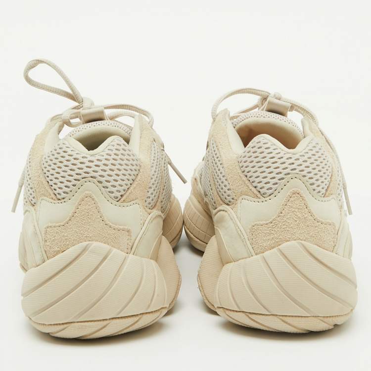 Pre Owned Yeezy x Adidas Cream Suede and Mesh Yeezy 500 Blush/Desert Rat Sneakers Size 47 1/3