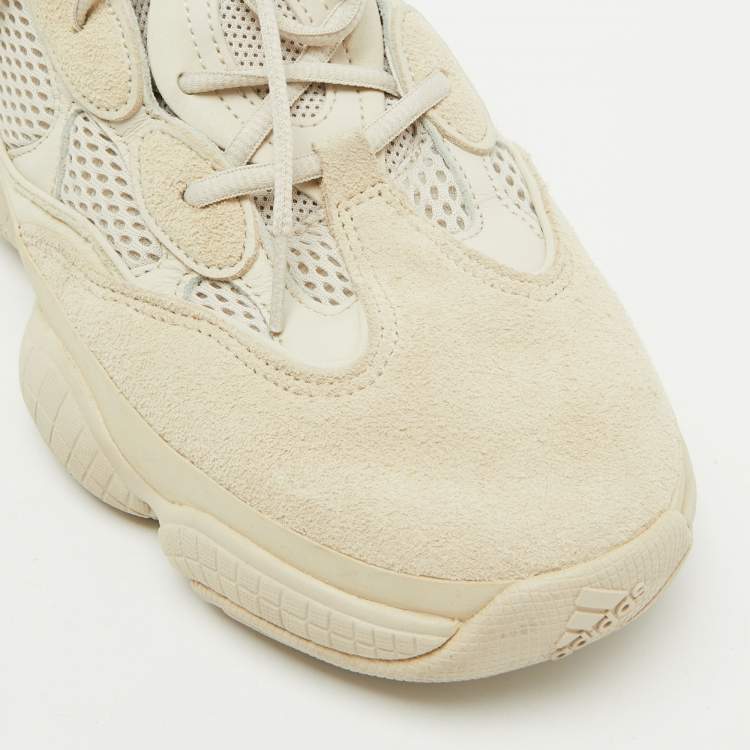 Pre Owned Yeezy x Adidas Cream Suede and Mesh Yeezy 500 Blush/Desert Rat Sneakers Size 47 1/3