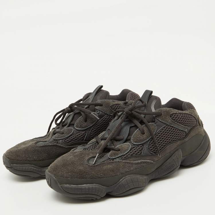 Pre Owned Yeezy x Adidas Black Suede and Mesh Yeezy 500 Utility Black Sneakers Size 45 1/3