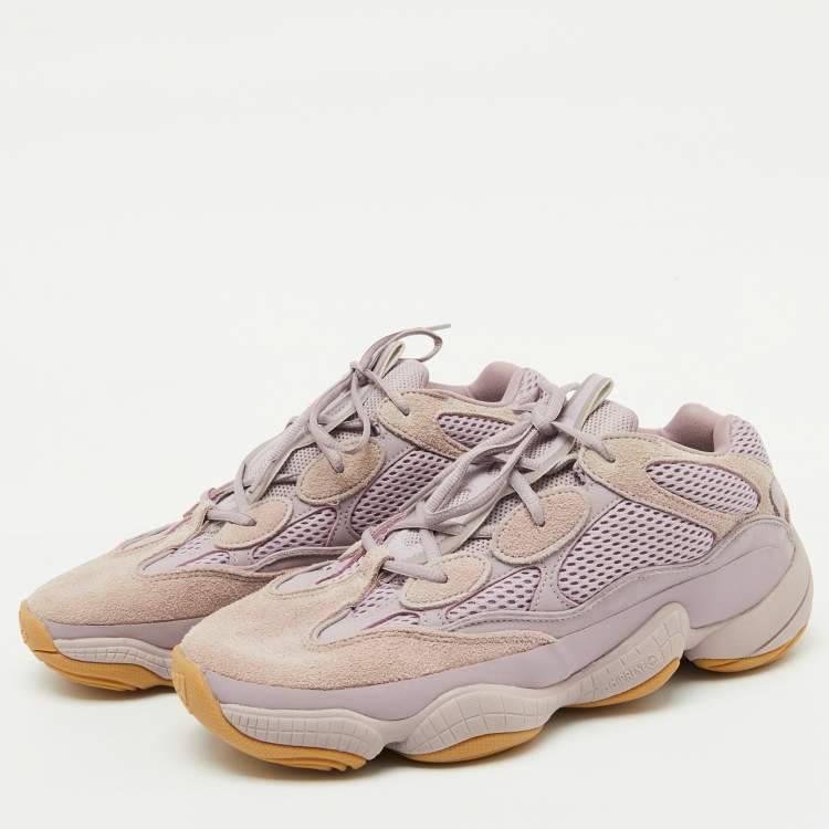 Pre Owned Yeezy x Adidas Pink Suede and Mesh Yeezy 500 Soft Vision Sneakers Size 45 1/3