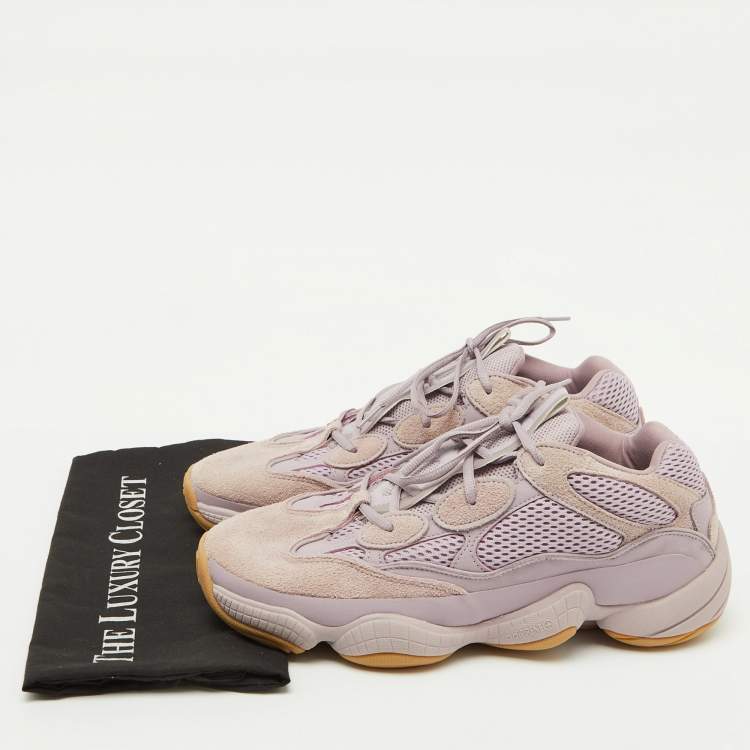 Pre Owned Yeezy x Adidas Pink Suede and Mesh Yeezy 500 Soft Vision Sneakers Size 45 1/3