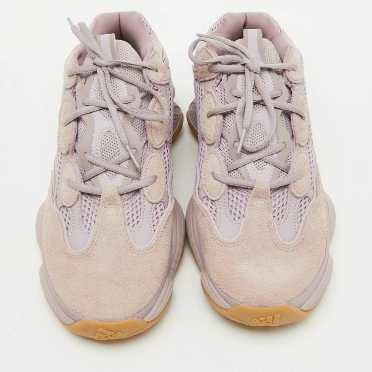 Pre Owned Yeezy x Adidas Pink Suede and Mesh Yeezy 500 Soft Vision Sneakers Size 45 1/3