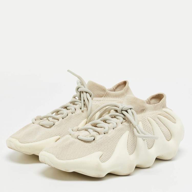 Pre Owned Yeezy x Adidas Off White Knit Fabric 450 Cloud White Sneakers Size 39 1/3
