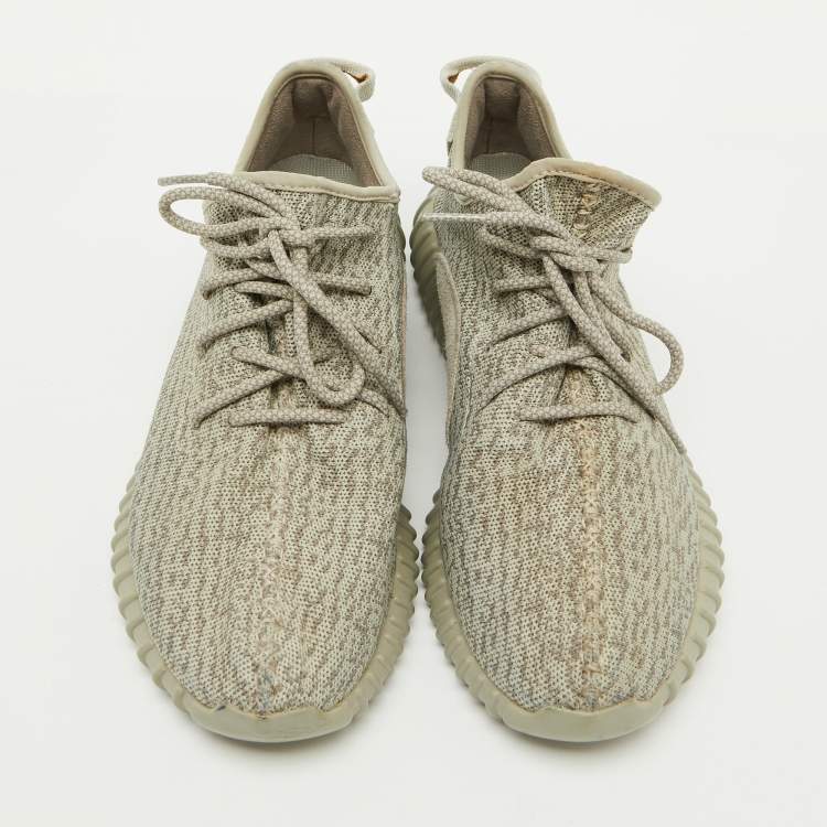 Pre Owned Yeezy x Adidas Grey Knit Fabric Boost 350 Moonrock Sneakers Size 46