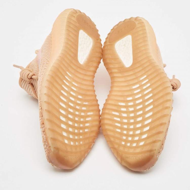 Pre Owned Yeezy x Adidas Orange Knit Fabric Boost 350 V2 Clay Sneakers Size 41 1/3