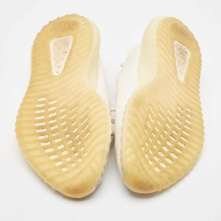 Pre Owned Yeezy x Adidas White Knit Fabric Boost 350 V2 Cream Sneakers Size 42