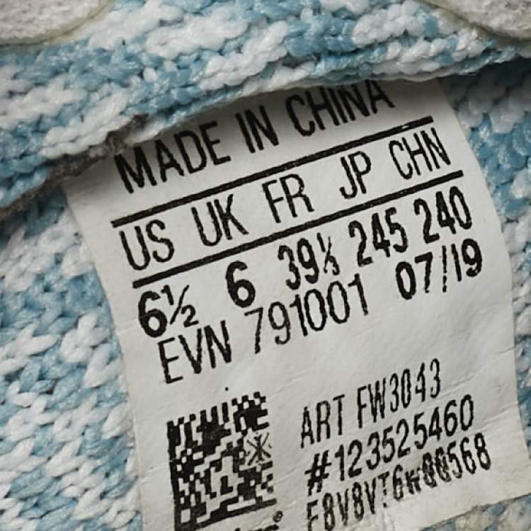 Pre Owned Yeezy x Adidas White/Grey Knit Fabric Boost 350 V2 Static Non Reflective Sneakers Size 39 1/3