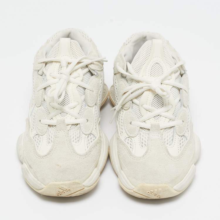 Pre Owned Yeezy x Adidas White Mesh And Suede Yeezy 500 Blush Sneakers Size 40
