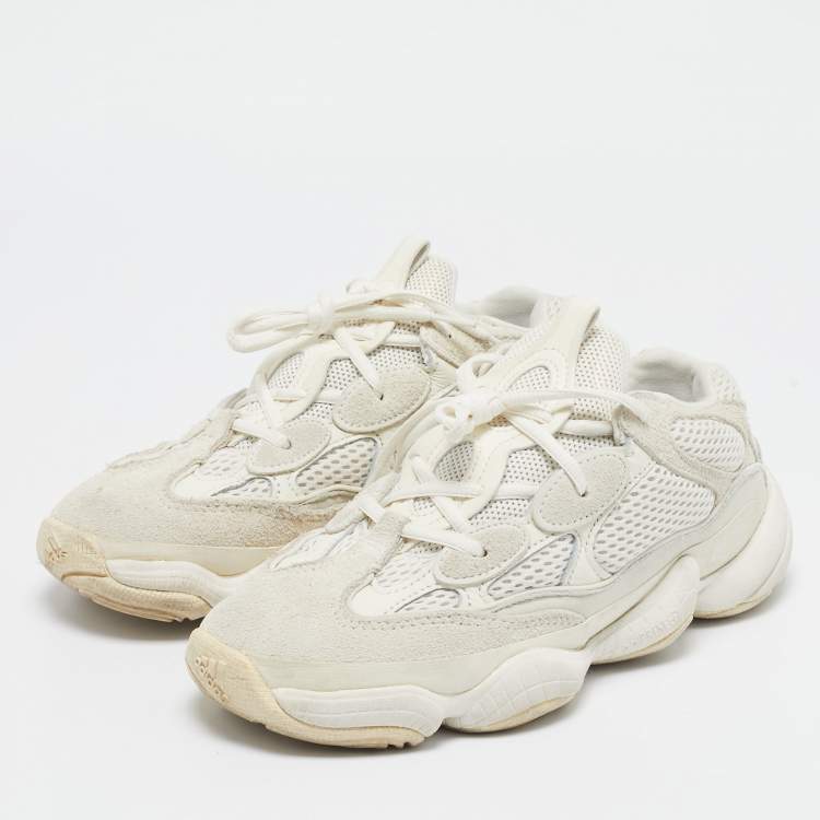 Pre Owned Yeezy x Adidas White Mesh And Suede Yeezy 500 Blush Sneakers Size 40