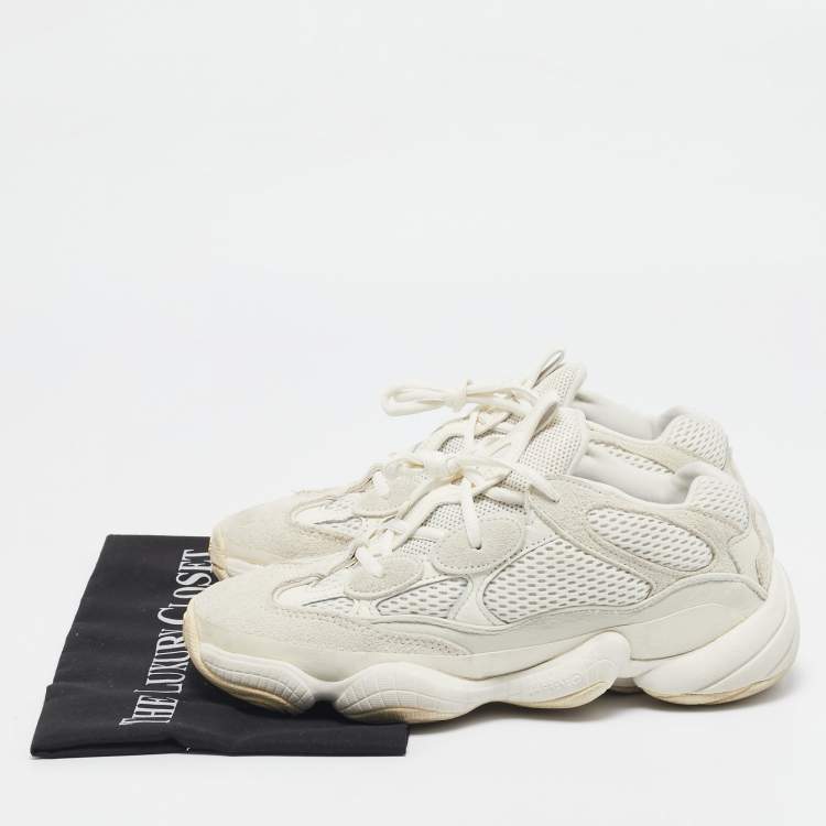 Pre Owned Yeezy x Adidas White Mesh And Suede Yeezy 500 Blush Sneakers Size 40