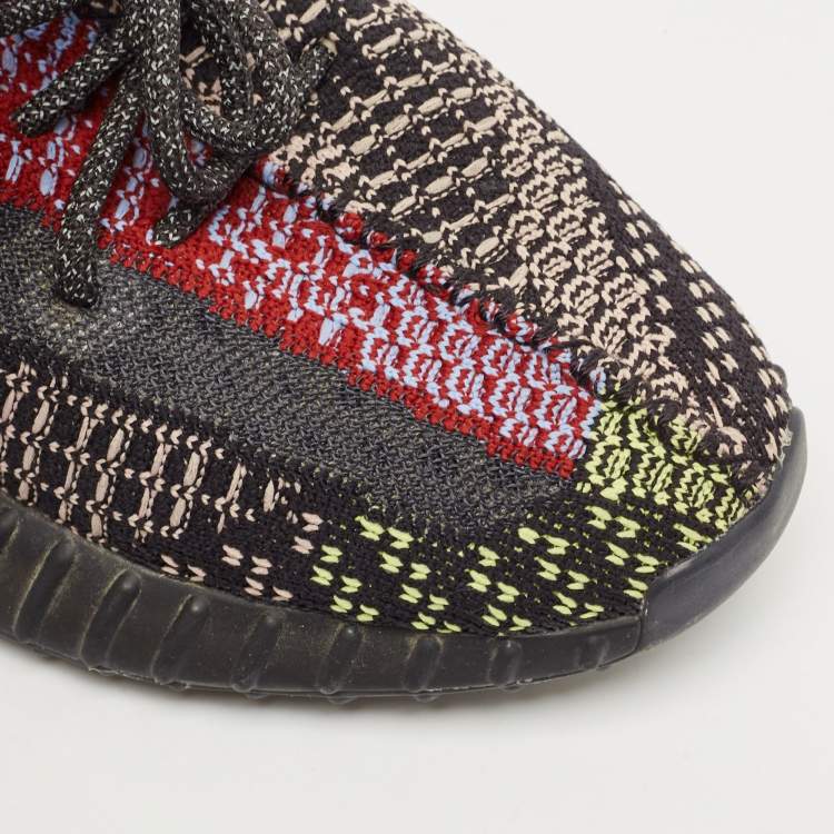 Pre Owned Yeezy x Adidas Black Knit Fabric Boost 350 V2 Yecheil Sneakers Size 42 