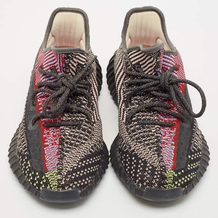 Pre Owned Yeezy x Adidas Black Knit Fabric Boost 350 V2 Yecheil Sneakers Size 42 