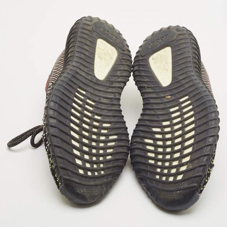 Pre Owned Yeezy x Adidas Black Knit Fabric Boost 350 V2 Yecheil Sneakers Size 42 