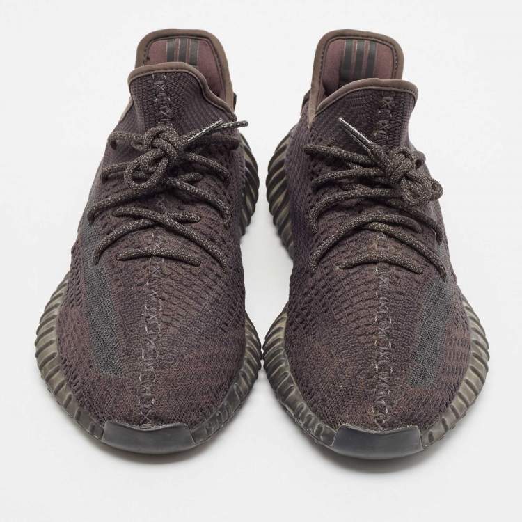Pre Owned Yeezy x Adidas Black Knit Fabric Boost 350 Pirate Black Sneakers Size 46 2/3