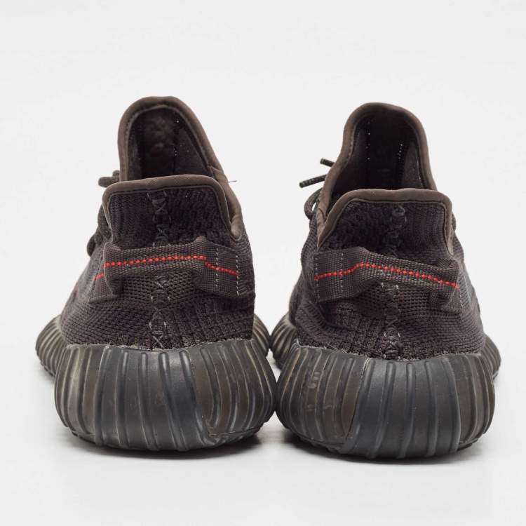 Pre Owned Yeezy x Adidas Black Knit Fabric Boost 350 Pirate Black Sneakers Size 46 2/3