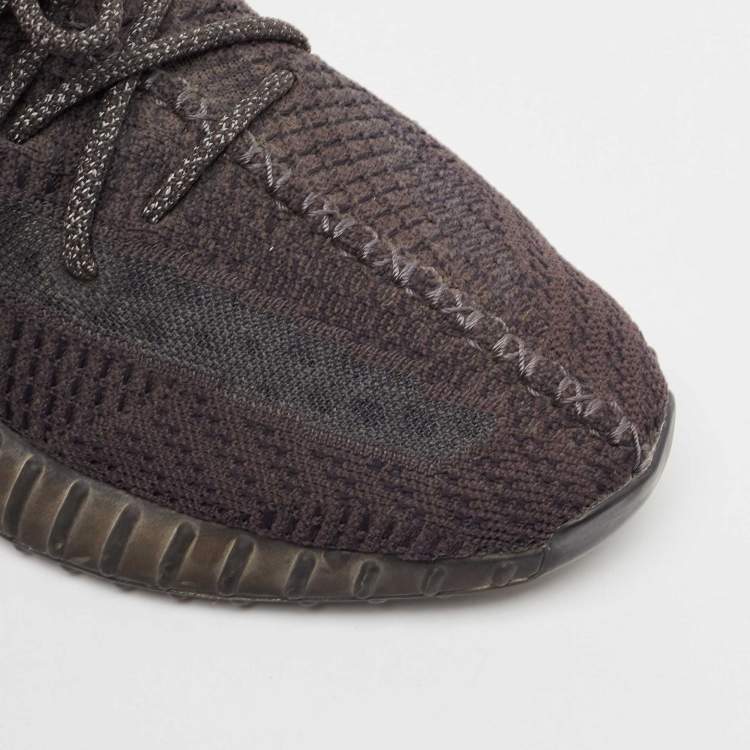 Pre Owned Yeezy x Adidas Black Knit Fabric Boost 350 Pirate Black Sneakers Size 46 2/3