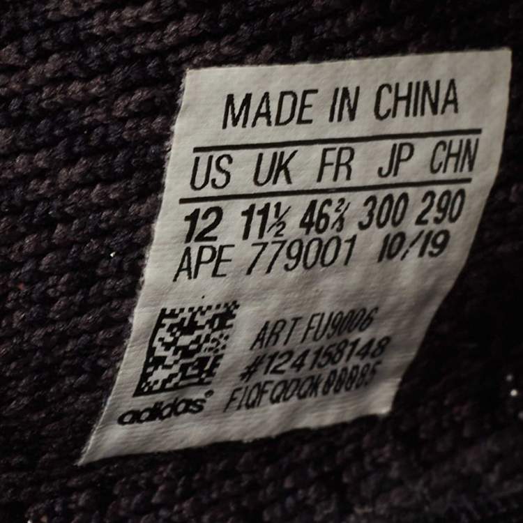 Pre Owned Yeezy x Adidas Black Knit Fabric Boost 350 Pirate Black Sneakers Size 46 2/3