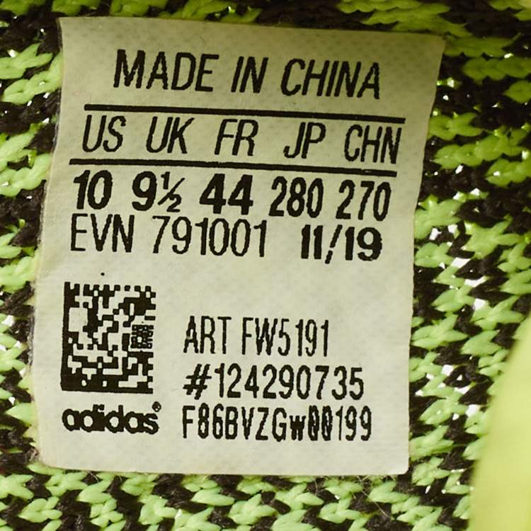 Pre Owned Yeezy x Adidas Neon Green Knit Fabric Boost 350 V2 Yeezreel (Non Reflective) Sneakers Size 44