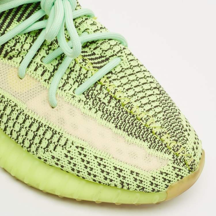 Pre Owned Yeezy x Adidas Neon Green Knit Fabric Boost 350 V2 Yeezreel (Non Reflective) Sneakers Size 44