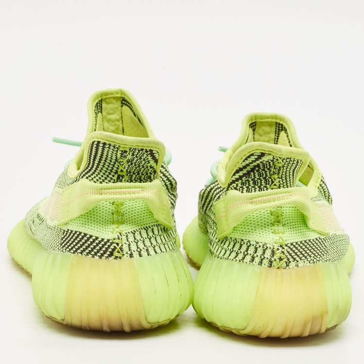 Pre Owned Yeezy x Adidas Neon Green Knit Fabric Boost 350 V2 Yeezreel (Non Reflective) Sneakers Size 44