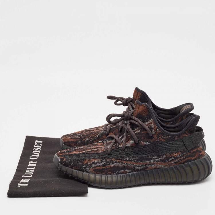 Pre Owned Yeezy x Adidas Black/Brown Knit Fabric Boost 350 V2 MX Rock Sneakers Size 44