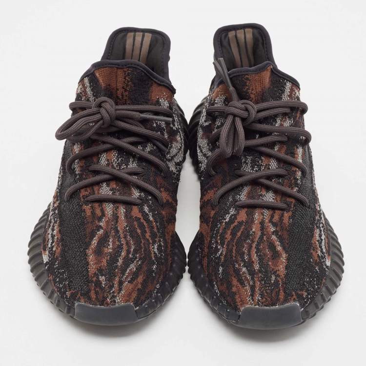 Pre Owned Yeezy x Adidas Black/Brown Knit Fabric Boost 350 V2 MX Rock Sneakers Size 44