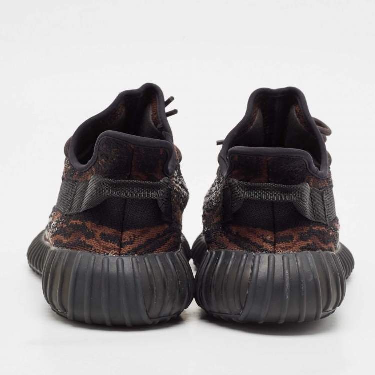 Pre Owned Yeezy x Adidas Black/Brown Knit Fabric Boost 350 V2 MX Rock Sneakers Size 44