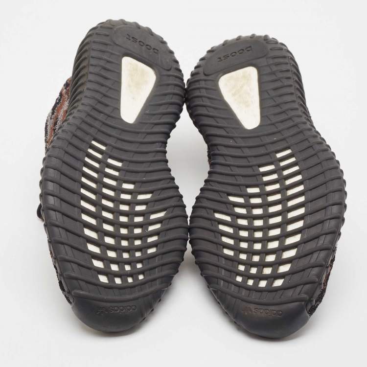 Pre Owned Yeezy x Adidas Black/Brown Knit Fabric Boost 350 V2 MX Rock Sneakers Size 44