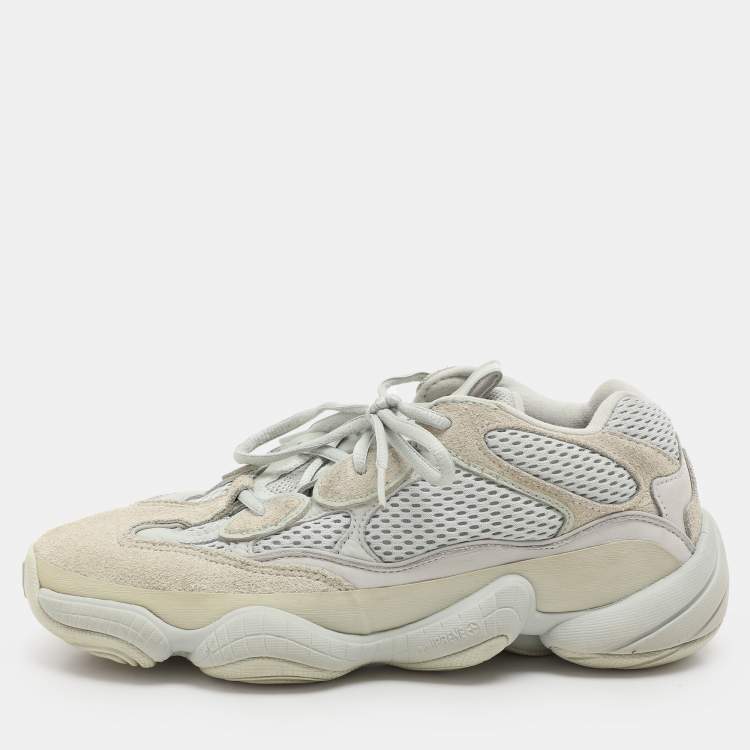 Pre Owned Yeezy x Adidas Grey Leather and Mesh Yeezy 500 "Salt" Low Top Sneakers Size 40