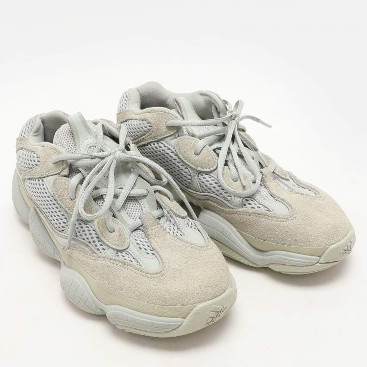 Pre Owned Yeezy x Adidas Grey Leather and Mesh Yeezy 500 "Salt" Low Top Sneakers Size 40