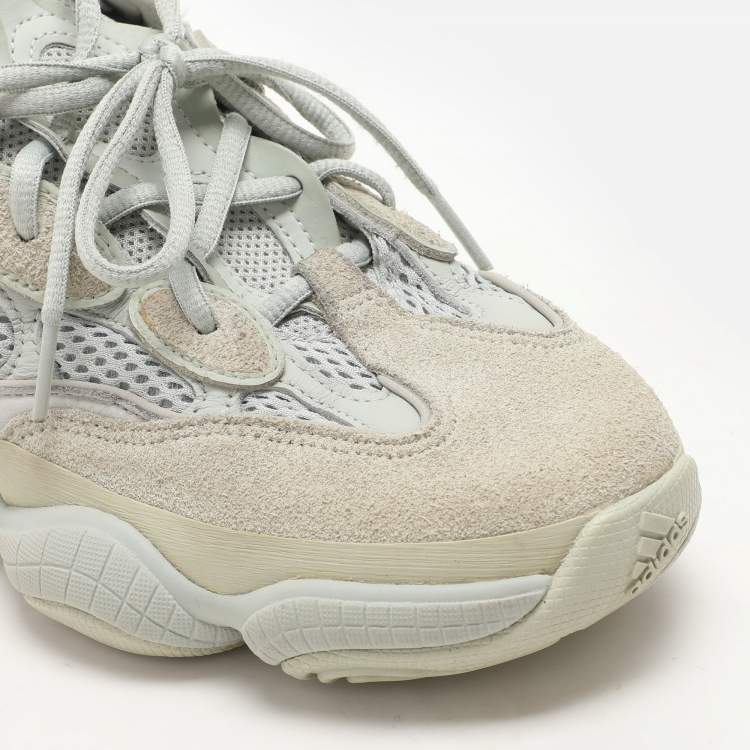 Pre Owned Yeezy x Adidas Grey Leather and Mesh Yeezy 500 "Salt" Low Top Sneakers Size 40