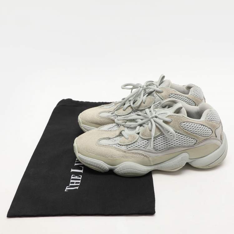 Pre Owned Yeezy x Adidas Grey Leather and Mesh Yeezy 500 "Salt" Low Top Sneakers Size 40